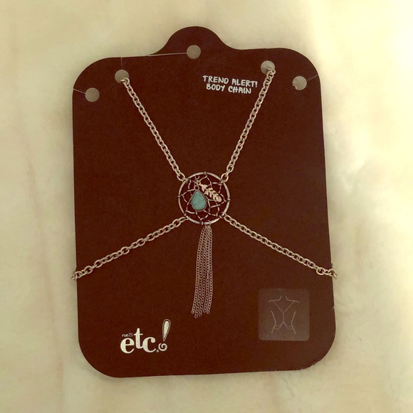 Turquoise and Feather Body Chain - Picture 1 of 4